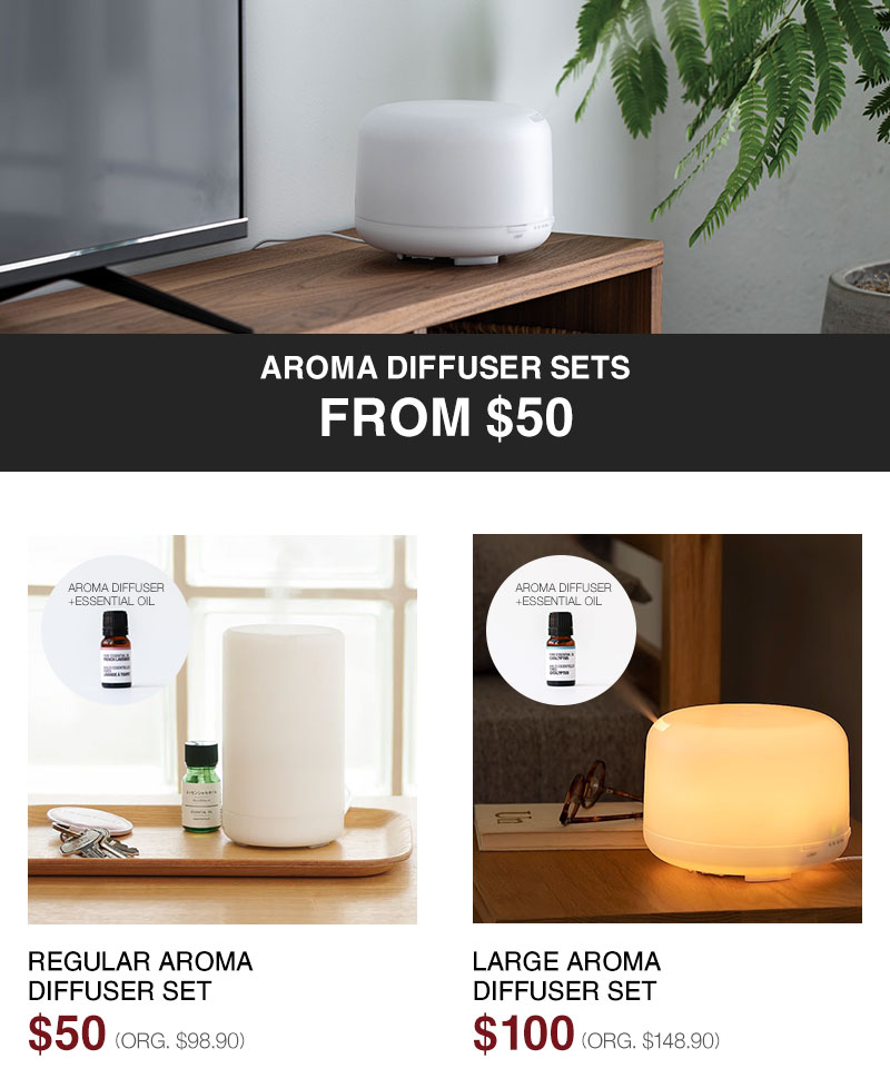 Shop Aroma Diffusers Sets From $50 Online Only!