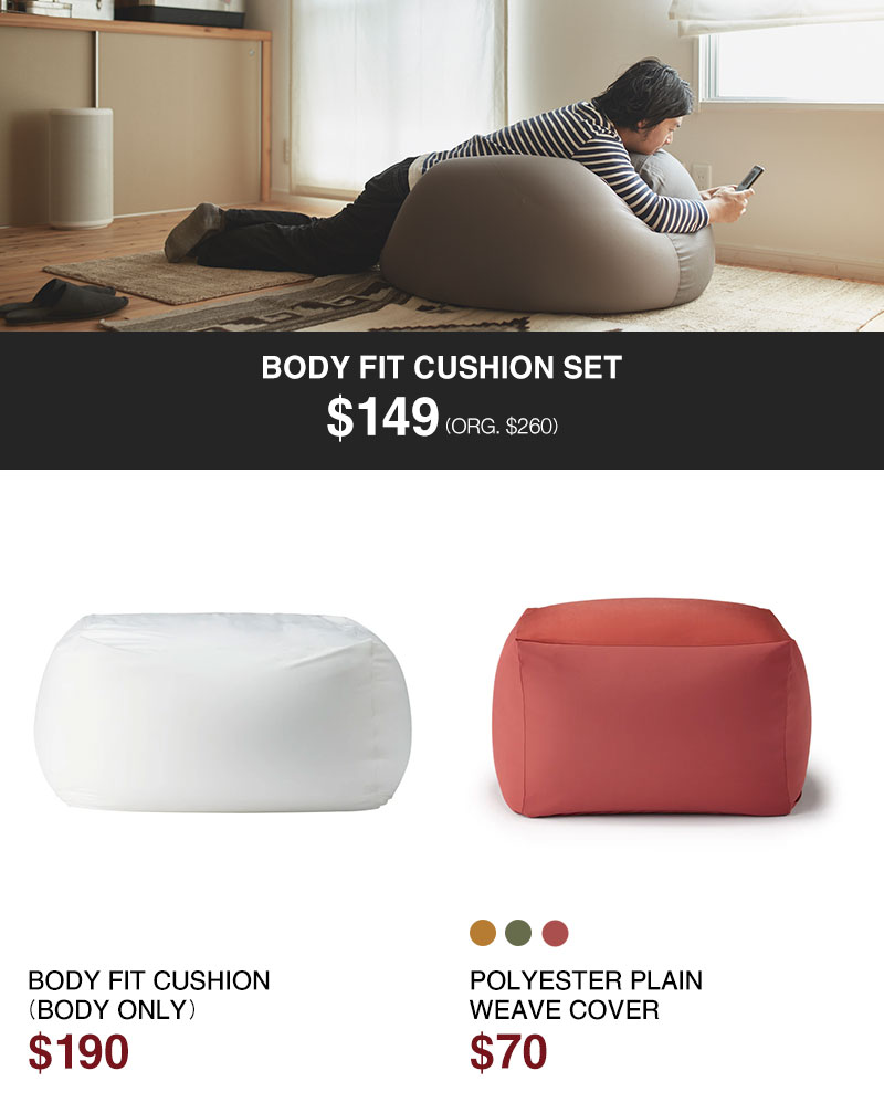 Shop $149 Body Fit Cushion and Cover Set Online Only!