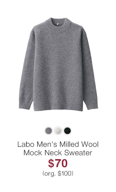 Shop Labo Men's Milled Wool Mock Neck Sweater