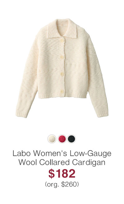 Shop Labo Women's Low-Gauge Wool Collared Cardigan