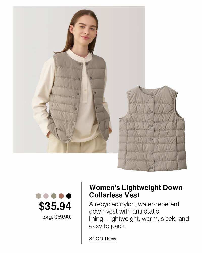 Shop Women's Lightweight Down Collarless Vest