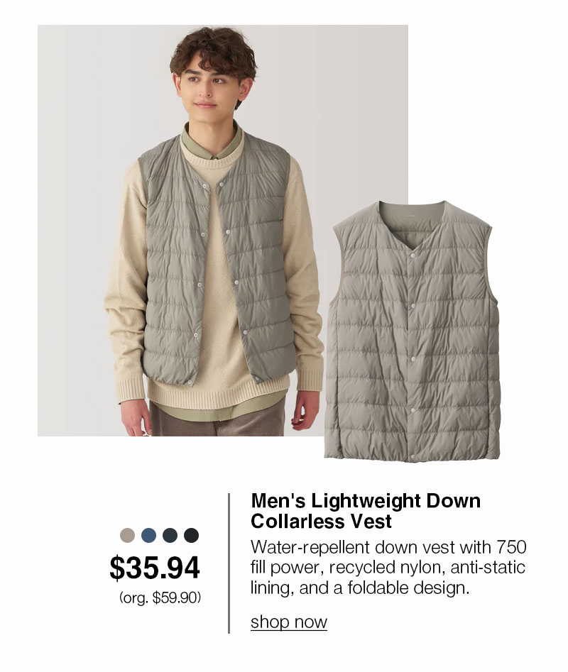 Shop Men's Lightweight Down Collarless Vest