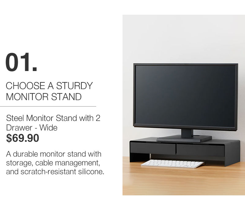 Shop Steel Monitor Stand with 2 Drawer - Wide