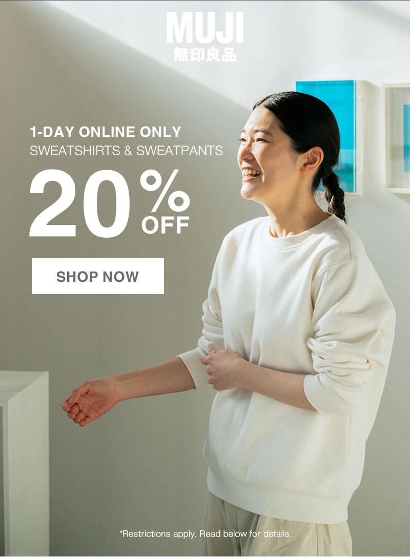 Shop 20% Off Sweatshirts & Sweatpants 1-Day Online Only!