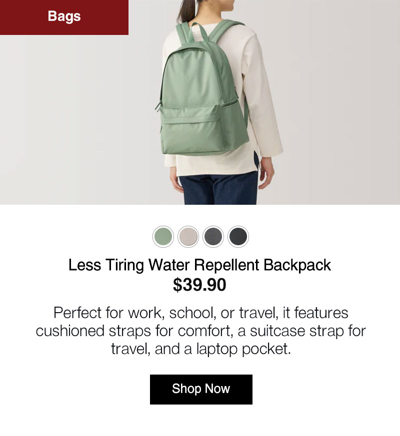 Shop Less Tiring Water Repellent Backpack