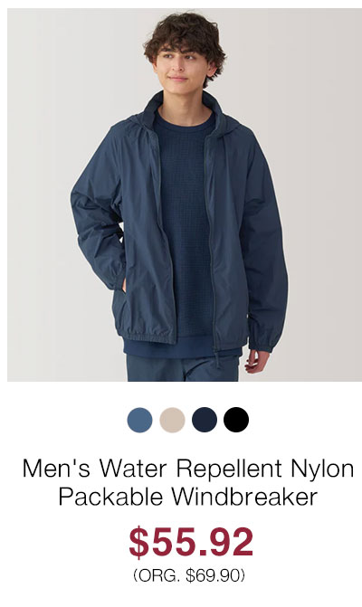 Shop Men's Water Repellent Nylon Packable Windbreaker