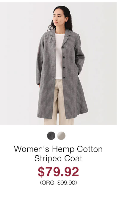 Shop Women's Hemp Cotton Striped Coat