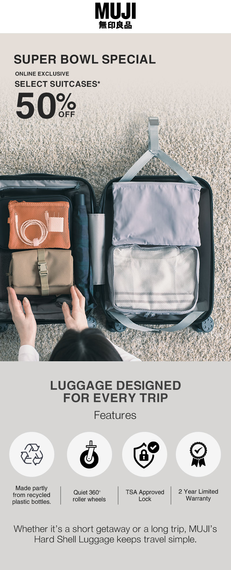 Shop 50% OFF Select Suitcases Today Online Only!