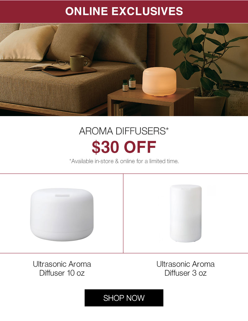 Shop Aroma Diffusers $30 OFF (in-store & online)