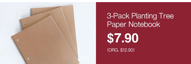 Online Only: 3-Pack Planting Tree Paper Notebook $7.90 (org. $12.90)