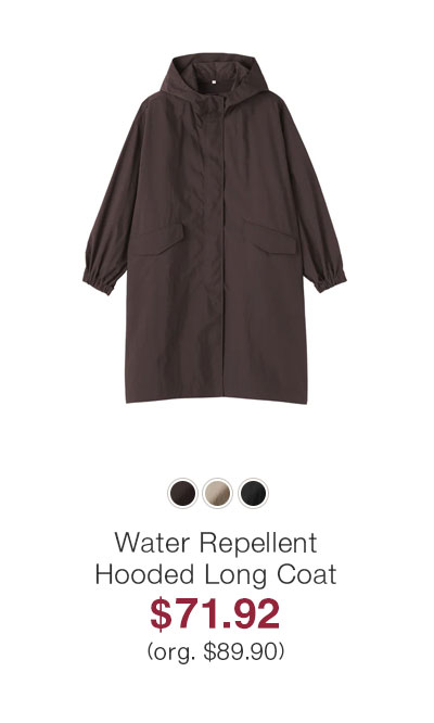 Shop Water Repellent Hooded Long Coat