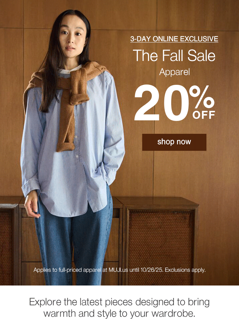 The Fall Sale Apparel 20% OFF