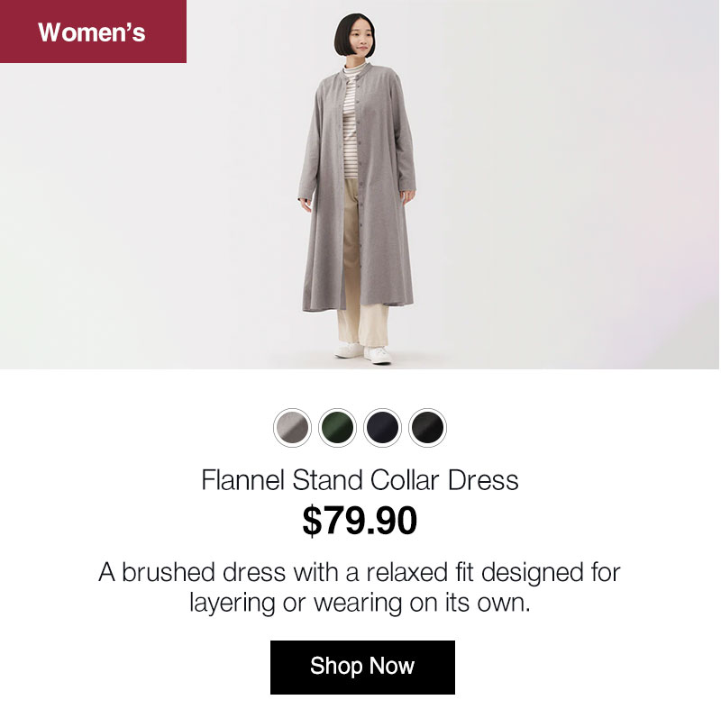 Shop Flannel Stand Collar Dress