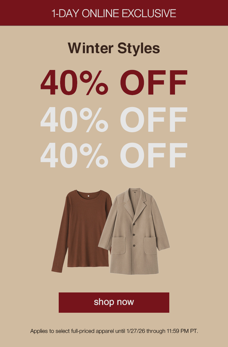 40% OFF Autumn Winter Apparel