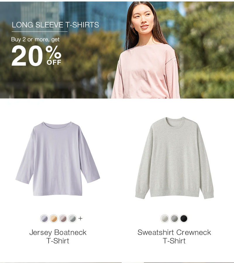 Shop Long Sleeve T-shirts 2+ 20% OFF
