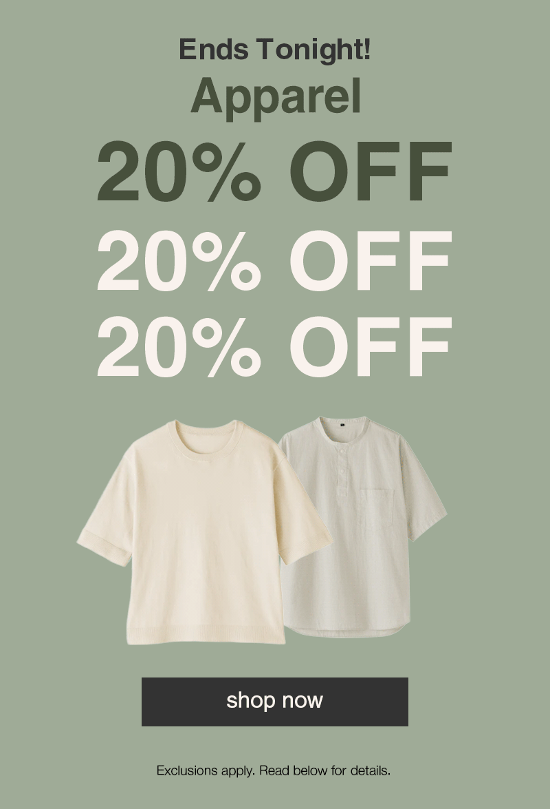 Shop 20% OFF Apparel