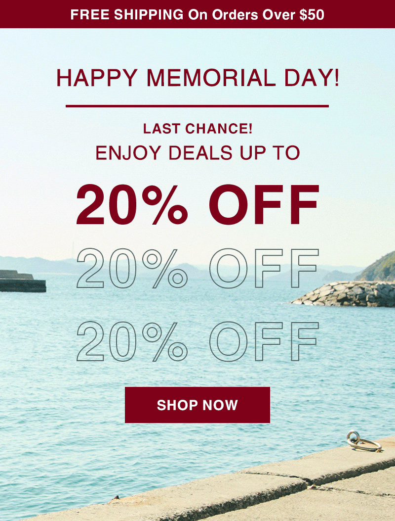 Shop Memorial Day Deals Up to 20% OFF