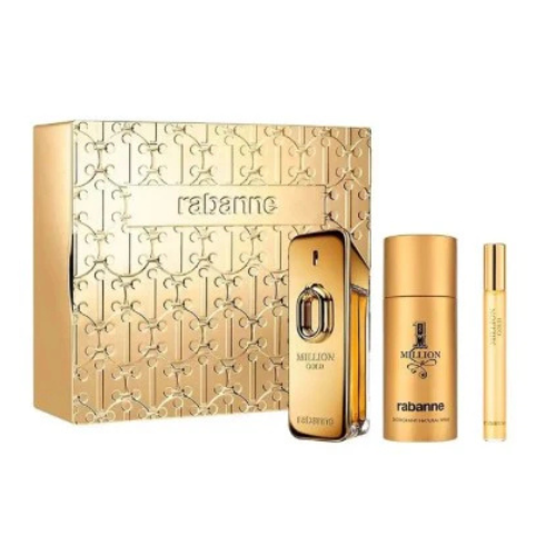 1 Million Gold Intense EDP 100 ML+ Deo 150 ML + Travel 10 ML For Men - Paco Rabanne