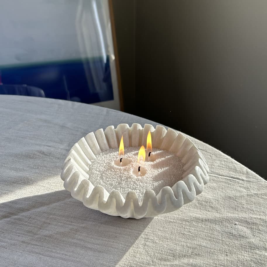 Stearinlyssand i skål