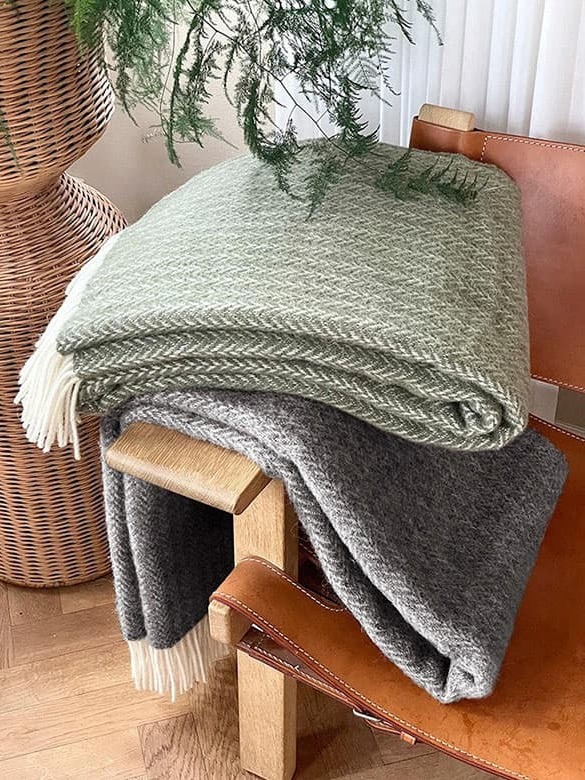 Elvang ullpledd Hope grønn og grå