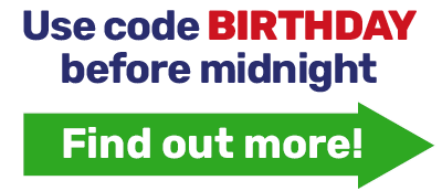 Use code BIRTHDAY before midnight