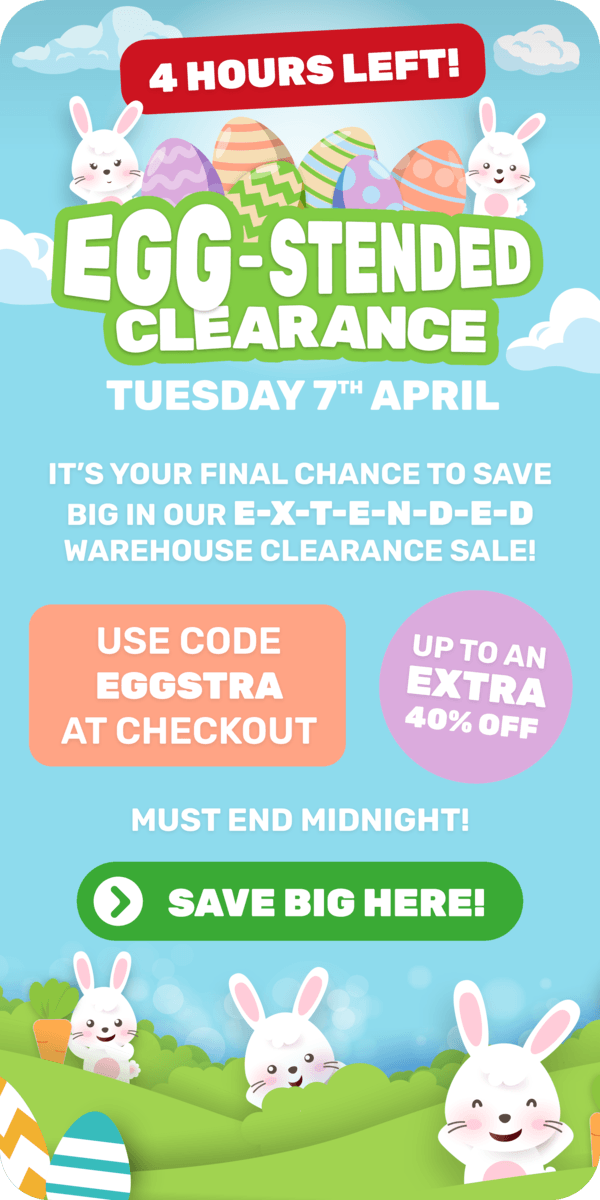 SAVE up to an EXTRA 40% in our EGGS-TENDED Warehouse Clearance!