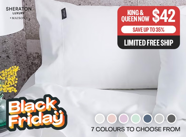 (C) BFEA + (ST) BFME: King & Queen Now $42 | Save Up To 35% | Limited Free Ship | Logo: Sheraton | *Swatches: 7 Colours To Choose From