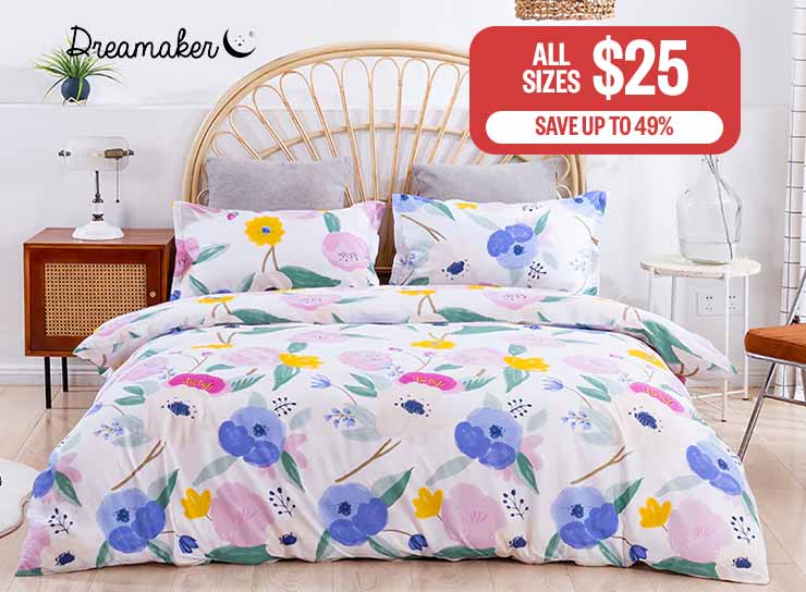 Dreamaker 100% Cotton Quilt Cover Sets