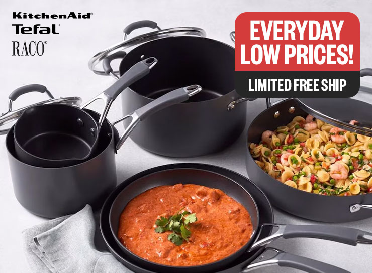 Everyday Low Prices! | Limited Free Ship | Logo: KitchenAid, Tefal, Raco