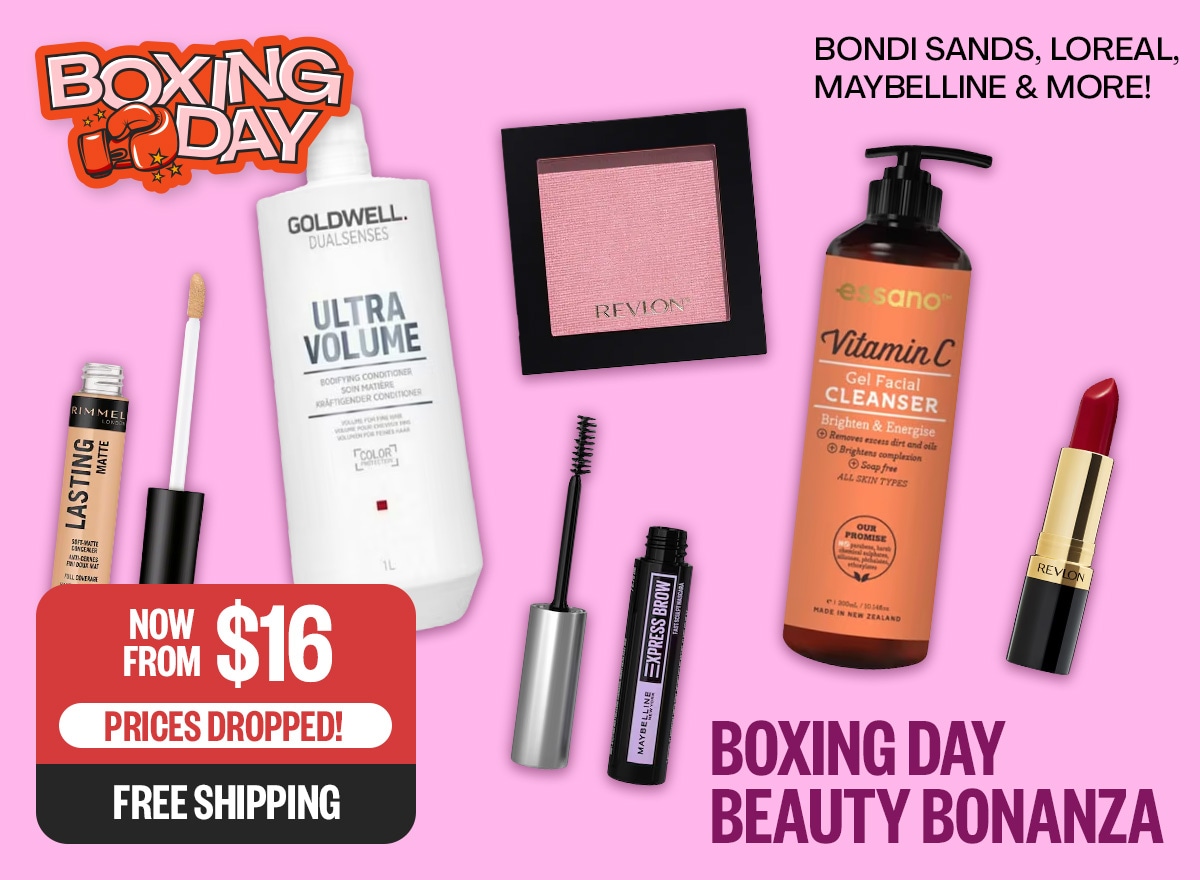 BOXING DAY EA: Priced Dropped! | Now From $16 | Free Shipping | Text not logos: Bondi Sands, Loreal, Maybelline  & More!