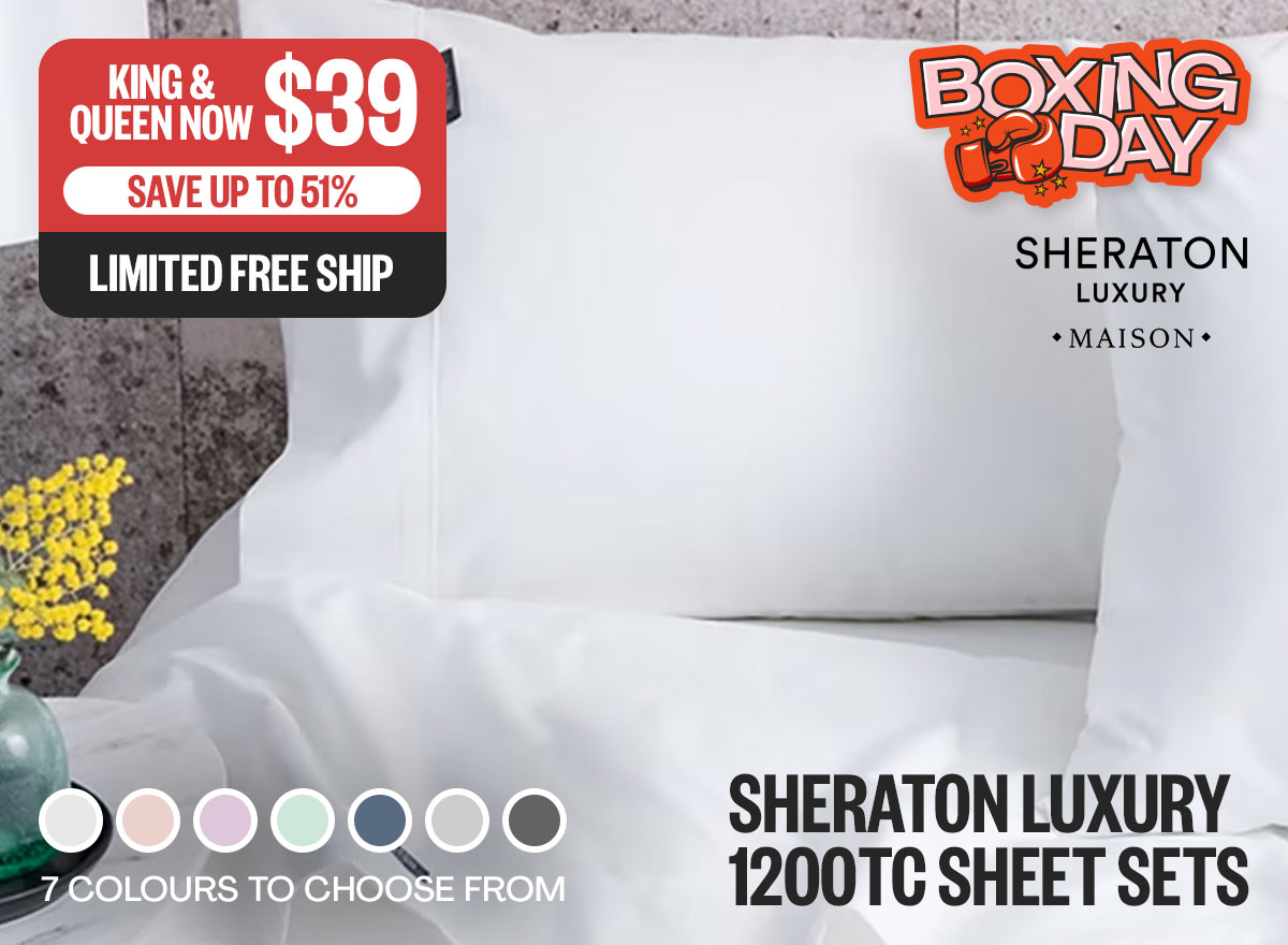 BOXING DAY: King & Queen Now $39 | Save Up To 51% | Limited Free Ship | Logo: Sheraton | *Swatches: 7 Colours To Choose From | Badge: + More Sheraton Deals Inside!