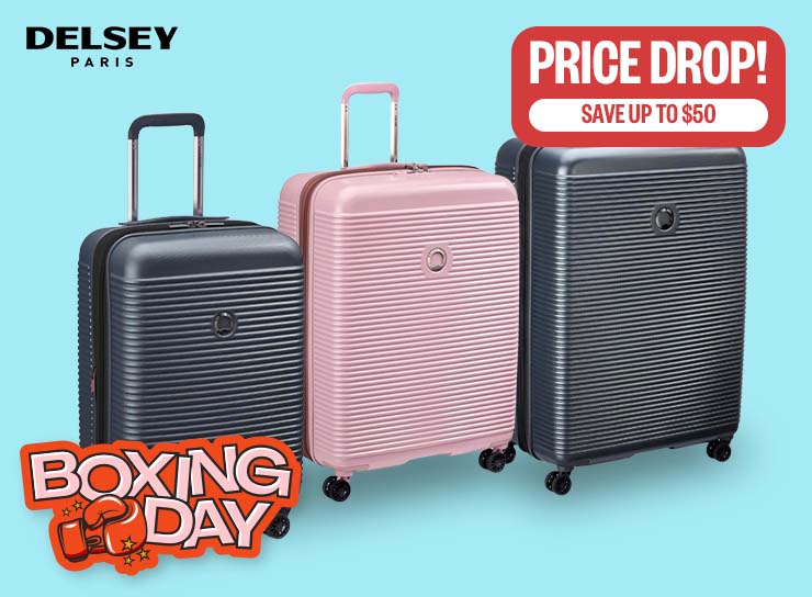 BOXING DAY: Price Drop! | Save Up to $50 | Logo: Delsey