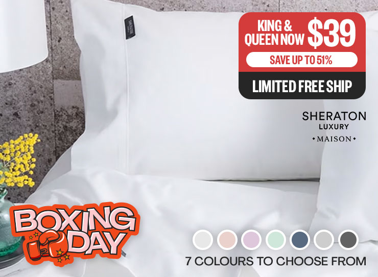 BOXING DAY: King & Queen Now $39 | Save Up To 51% | Limited Free Ship | Logo: Sheraton | *Swatches: 7 Colours To Choose From