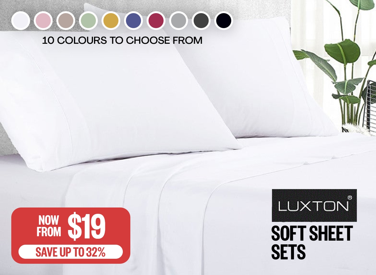 Now From $19 | Save Up To 32% | Logo: Luxton | 10 Colours to choose from (swatches)