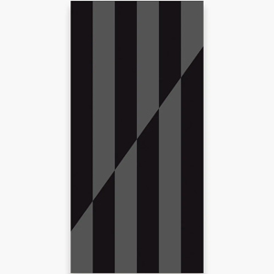 Abstract geometric artwork of alternating dark grey and black vertical stripes divided diagonally