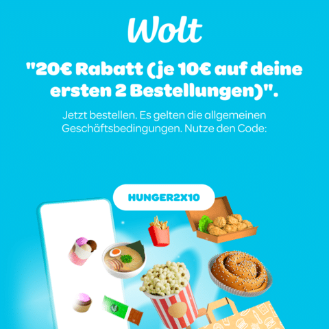 Wolt 2x10€ Gutschein
