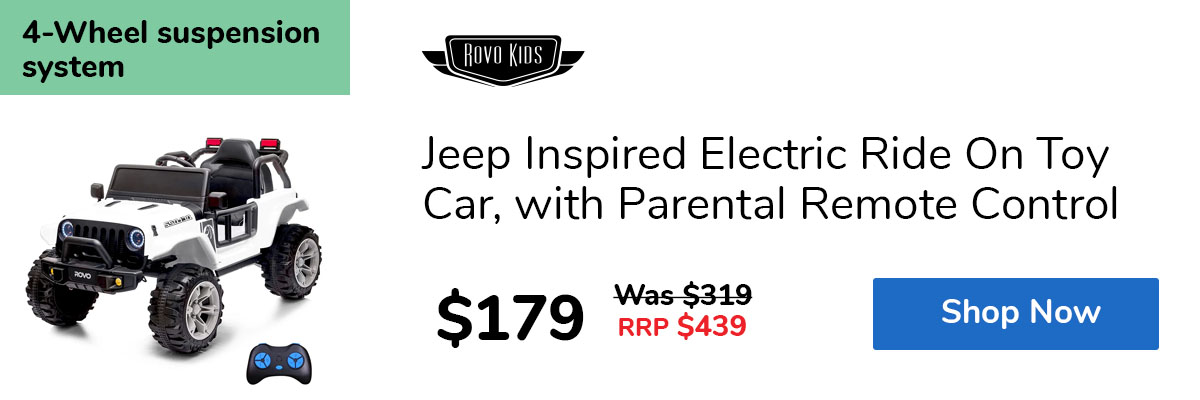 Jeep Inspired Electric Ride On Toy Car, with Parental Remote Control