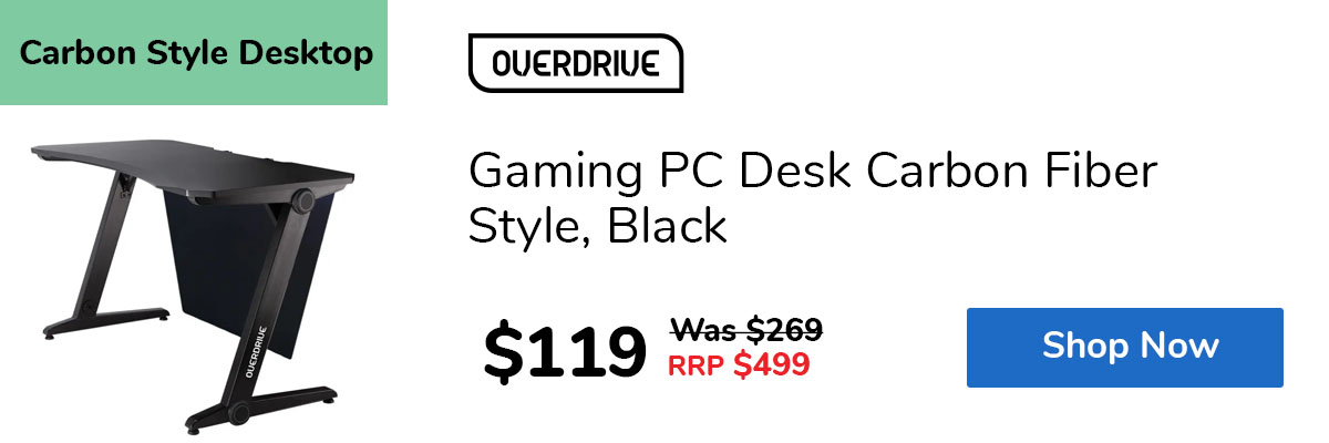 Gaming PC Desk Carbon Fiber Style, Black