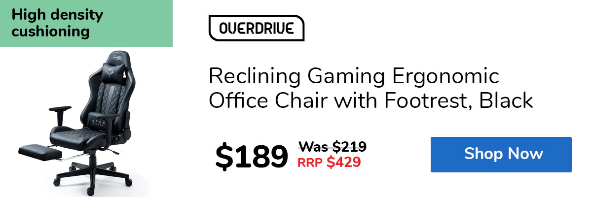 Reclining Gaming Ergonomic Office Chair with Footrest, Black