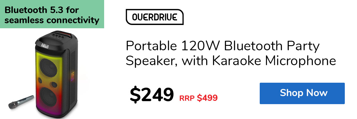 Portable 120W Bluetooth Party Speaker, with Karaoke Microphone