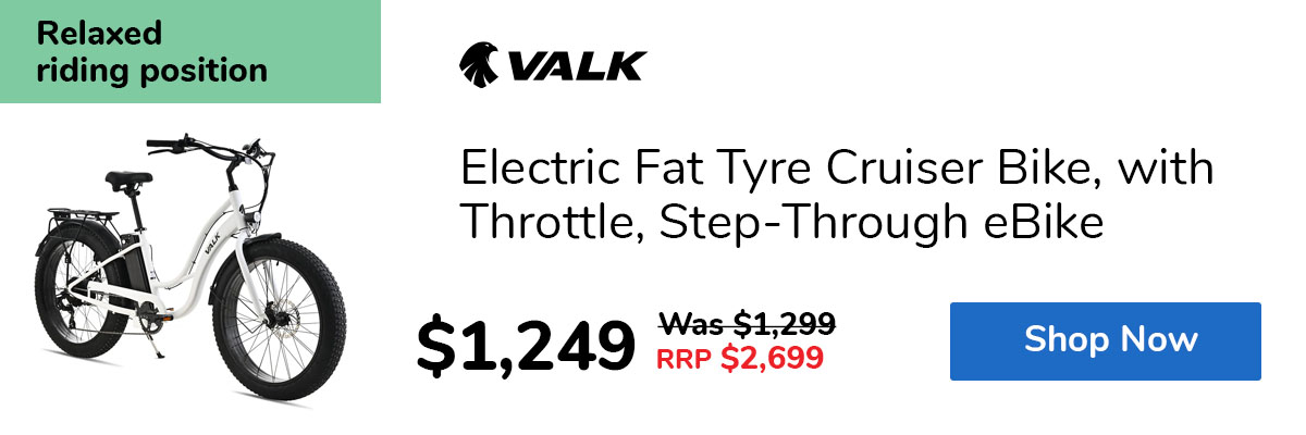 Electric Fat Tyre Cruiser Bike, with Throttle, Step-Through eBike