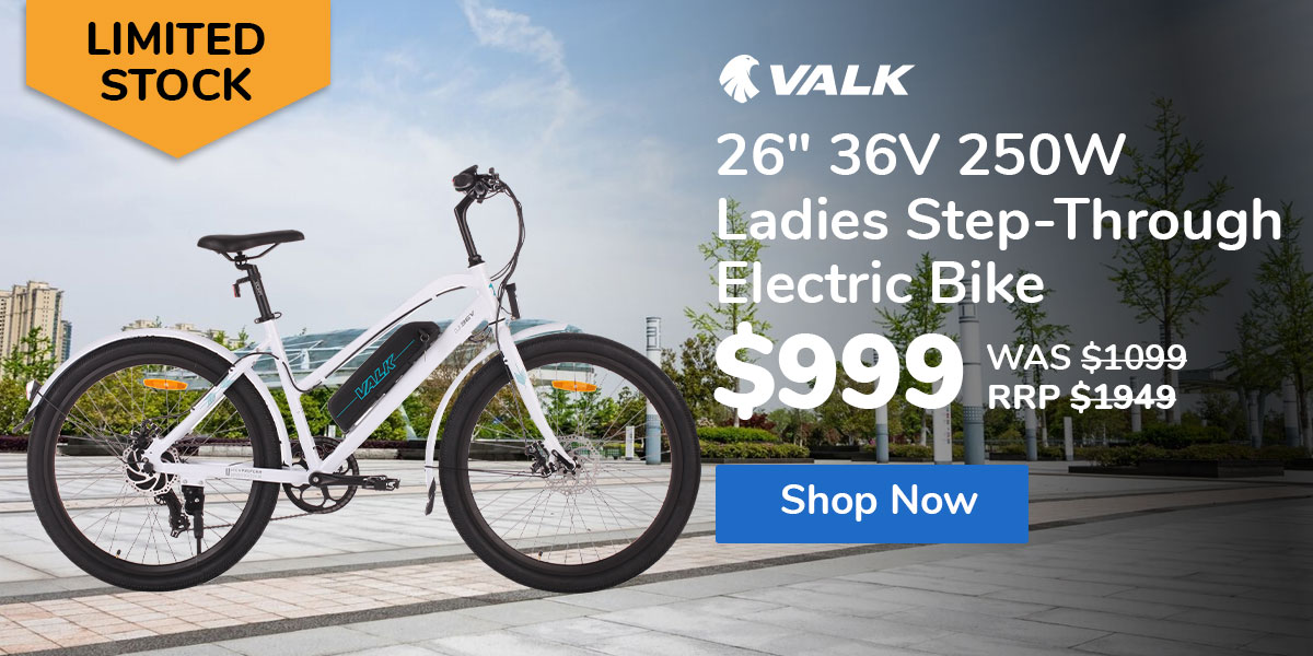 VALK Vista 26" 36V 250W Ladies Step-Through Electric Bike - White