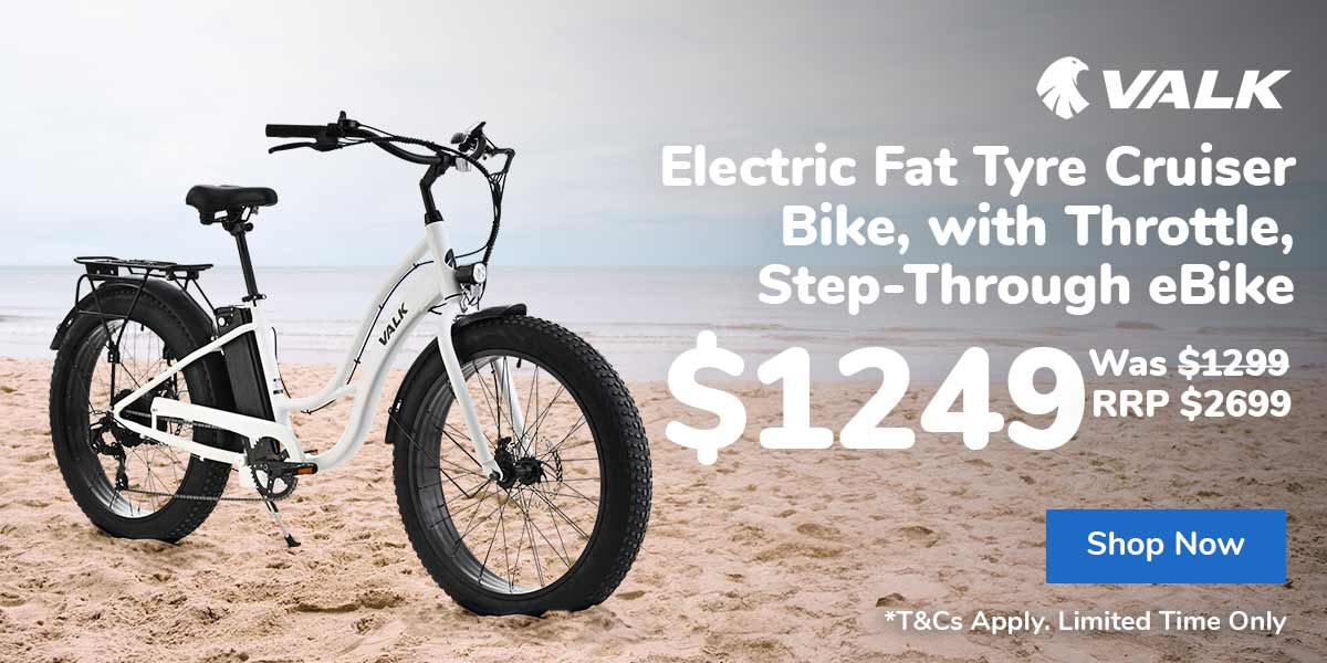 Electric Fat Tyre Cruiser Bike, with Throttle, Step-Through eBike