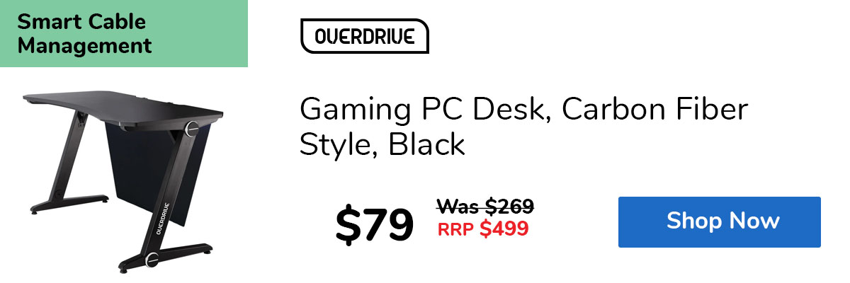 Gaming PC Desk, Carbon Fiber Style, Black