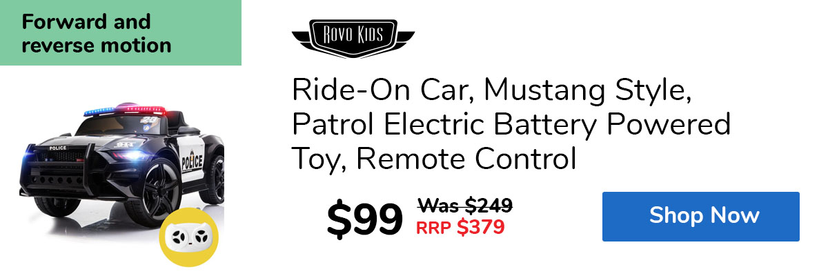 Ride-On Car, Mustang Style, Patrol Electric Battery Powered Toy, Remote Control