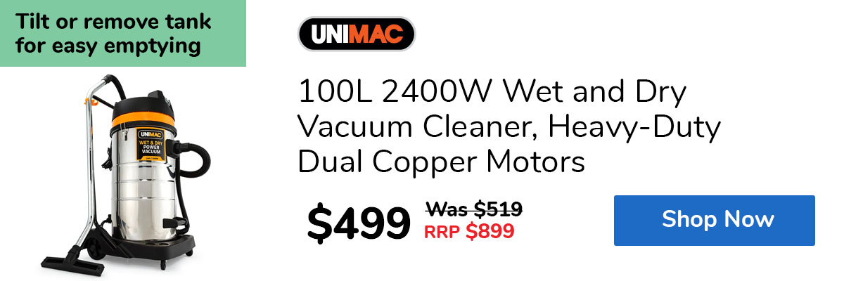 100L 2400W Wet and Dry Vacuum Cleaner, Heavy-Duty Dual Copper Motors