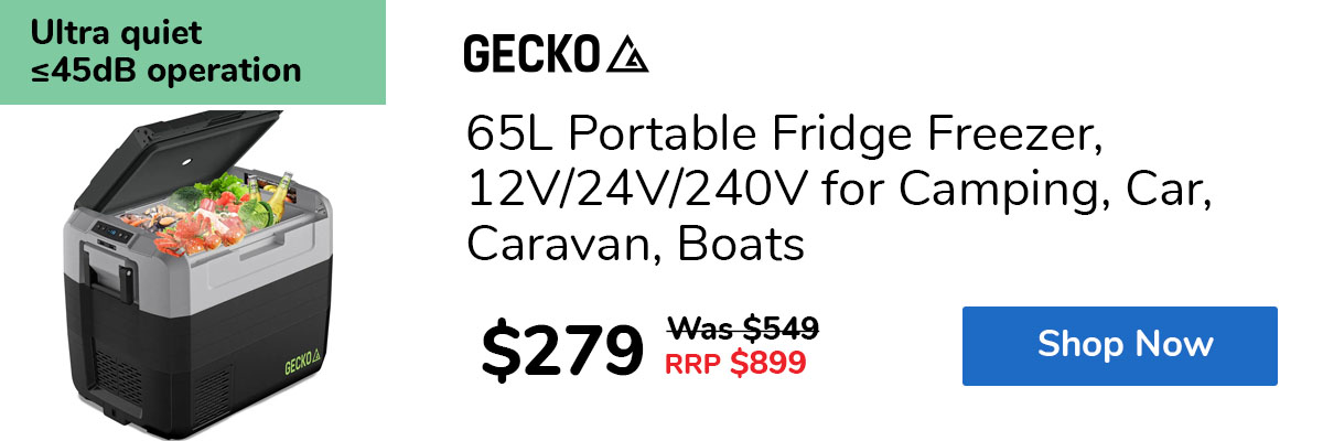 65L Portable Fridge Freezer, 12V/24V/240V for Camping, Car, Caravan, Boats