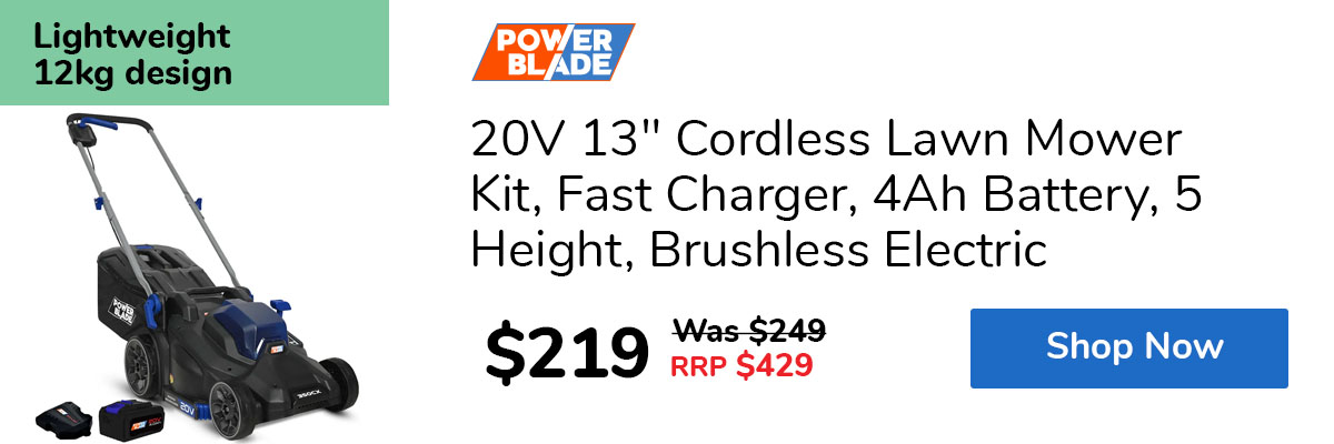 20V 13" Cordless Lawn Mower Kit, Fast Charger, 4Ah Battery, 5 Height, Brushless Electric