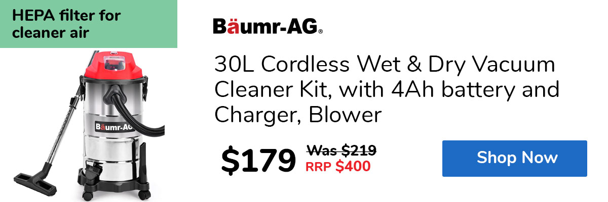 30L Cordless Wet & Dry Vacuum Cleaner Kit, with 4Ah battery and Charger, Blower