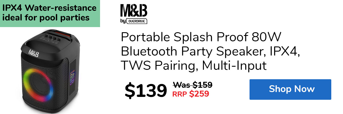 Portable Splash Proof 80W Bluetooth Party Speaker, IPX4, TWS Pairing, Multi-Input